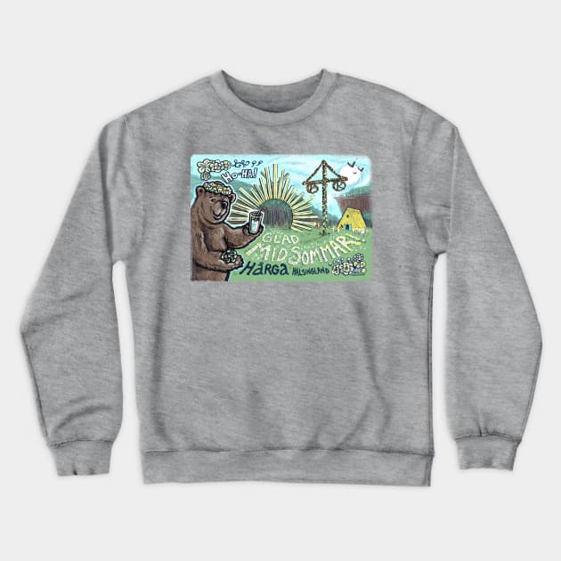 Ho-Ha! Glad Midsommar Bear Crewneck Sweatshirt by BradAlbright